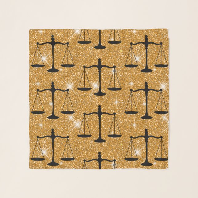Justice Symbol Balanced Scales Golden Glitter Scarf (Front)