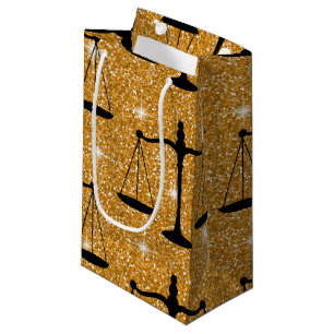 Justice Symbol Balanced Scales Golden Glitter Small Gift Bag