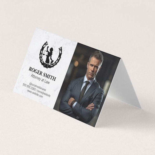 Justice System Logo | Business Man | Lawyer  Business Card (Front)