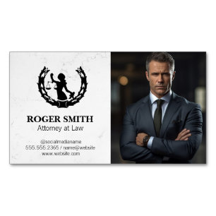 Justice System Logo   Business Man   Lawyer  Card Magnet