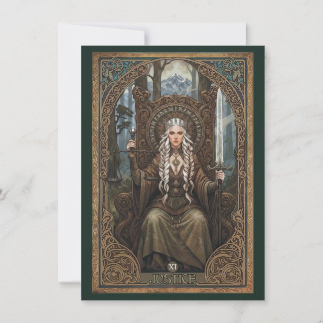 Justice Tarot Art Flat Thank You Card (Front)