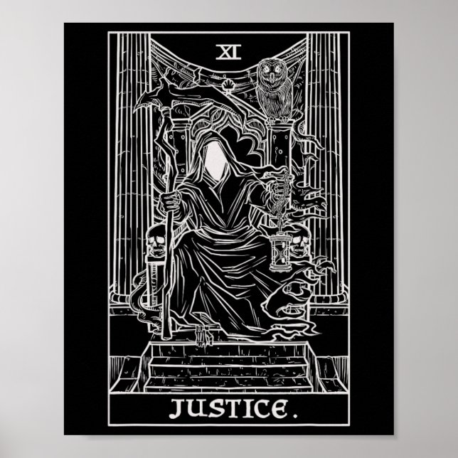 Justice Tarot Card Grim Reaper Halloween Goth Horr Poster (Front)