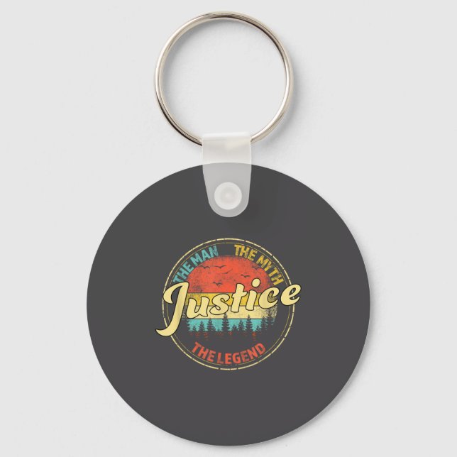 Justice The Man The Myth The Legend D Name  Keychain (Front)