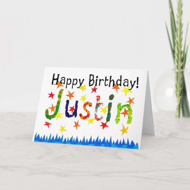 'Justin' Birthday Card (Front)