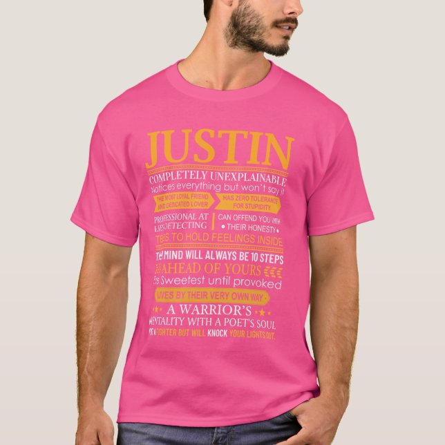 Justin First Name Shirt - Personalized Name Justin (Front)