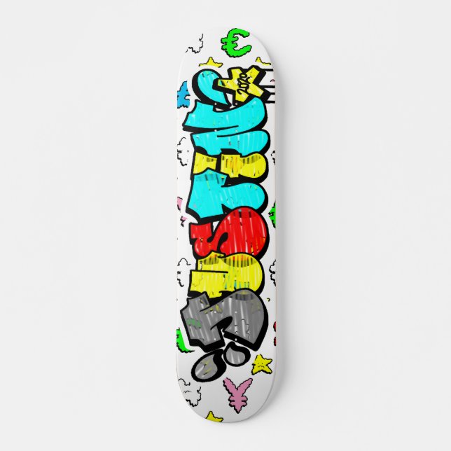 Justin Graffiti Custom Personalized Skateboard (Front)