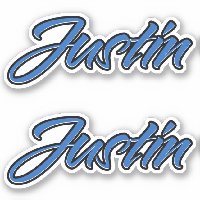 Justin Name blue stickers sticker set (Front)