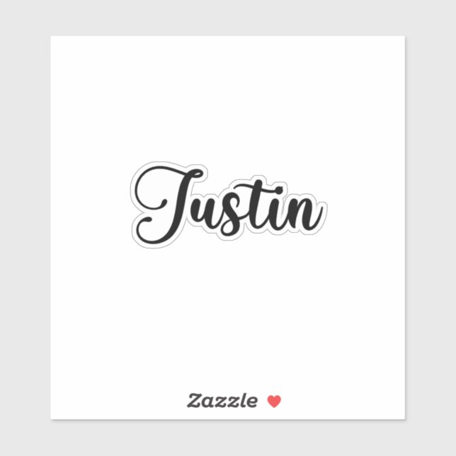 Justin Name - Handwritten Calligraphy Sticker | Zazzle