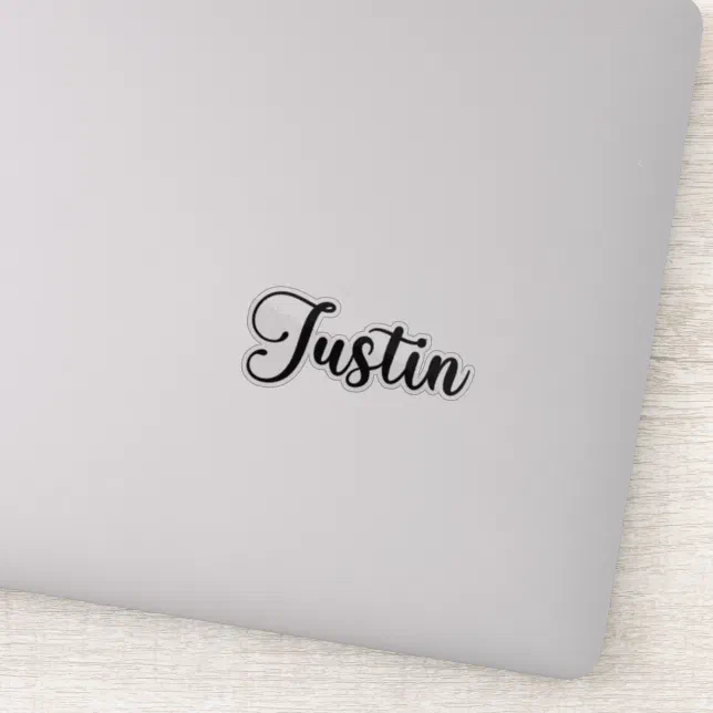 Justin Name - Handwritten Calligraphy Sticker | Zazzle