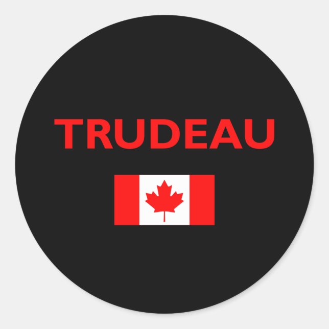 Justin Trudeau Canada Canadian Flag Dark Classic Round Sticker (Front)