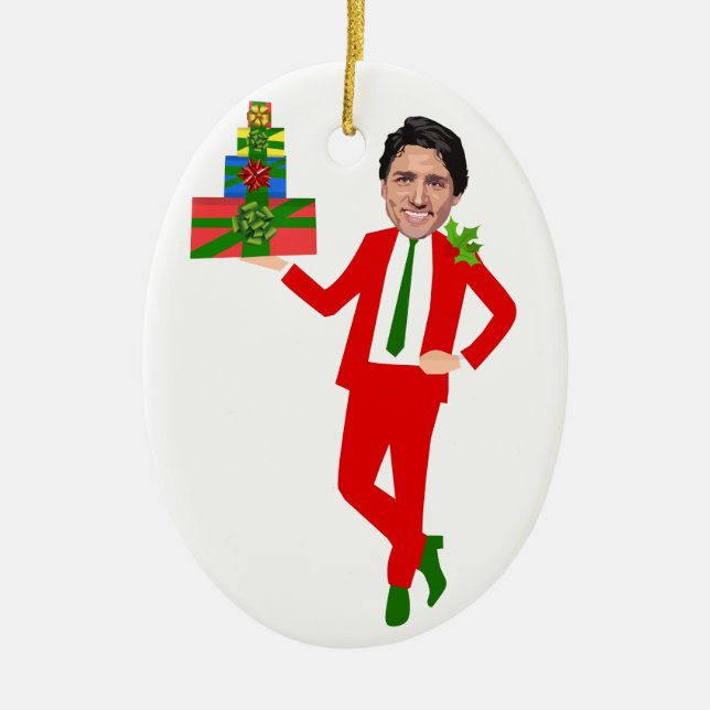 Justin Trudeau Ceramic Ornament (Front)