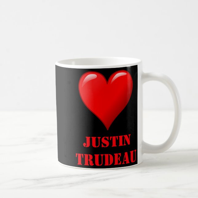 Justin Trudeau Cute Red Heart Love Red White Cool  Coffee Mug (Right)