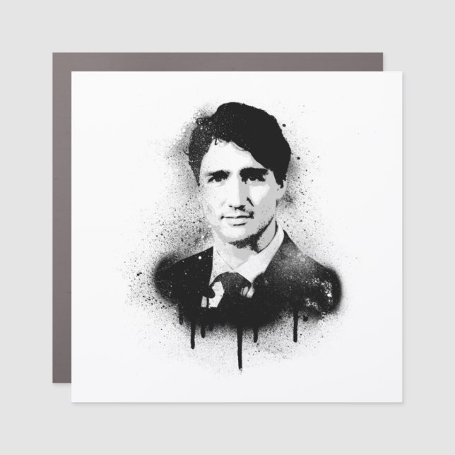 Justin Trudeau Graffiti Art Car Magnet (Front)