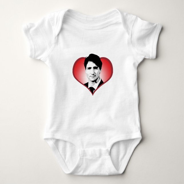 Justin Trudeau Heart -.png Baby Bodysuit (Front)