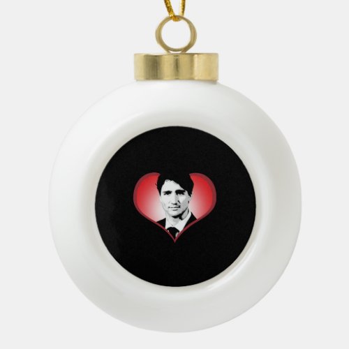 Justin Trudeau Heart _png Ceramic Ball Christmas Ornament