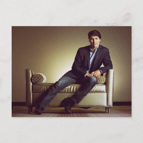 Justin Trudeau in jeans 2014 Postcard