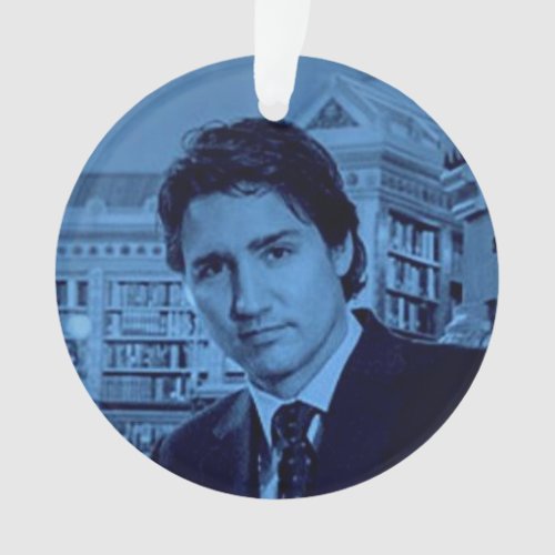 Justin Trudeau portrait 2014 in blue Ornament
