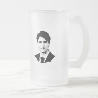 Justin Trudeau Portrait Frosted Glass Beer Mug