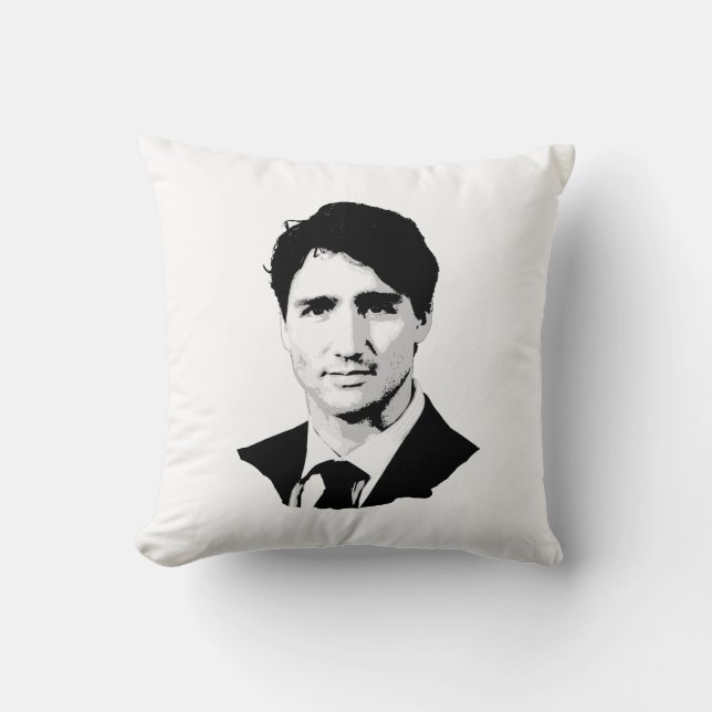 Justin Trudeau Portrait Throw Pillow (Front)