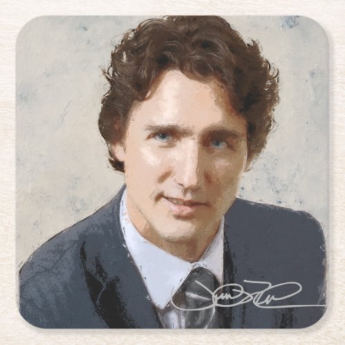Justin Trudeau Square Paper Coaster