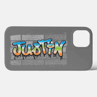 Justin Your Name graffiti Logo Brick Wall Paint iPhone 13 Case