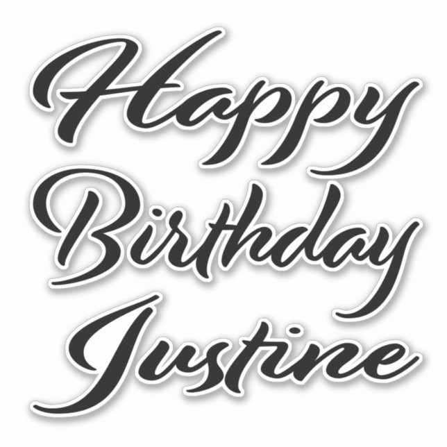 Justine name first name black Sticker birthday (Front)