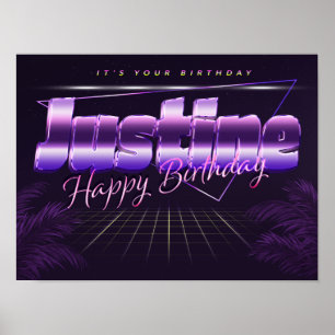 Justine Name First name pura retro poster Birthday