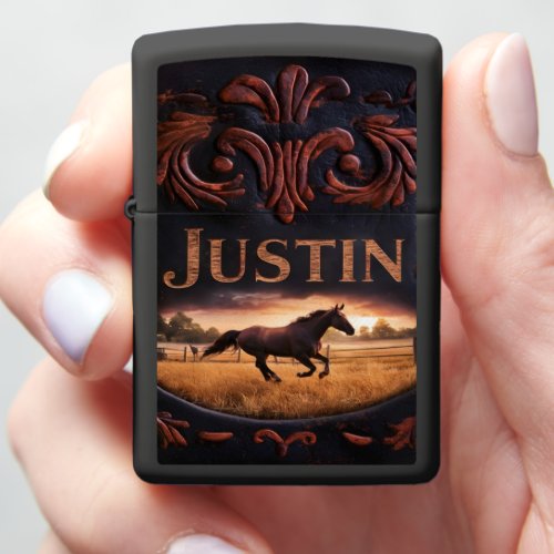 Justins Horse at Sunset Zippo Lighter