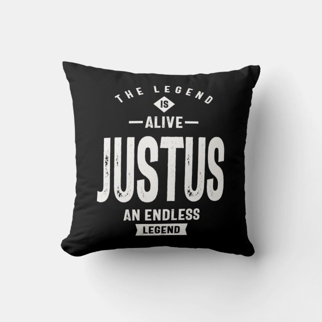 Justus Personalized Name Birthday Gift Throw Pillow (Front)