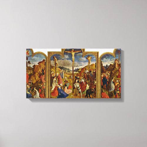 Justus van Gent _ triptych of the Crucifixion Canvas Print