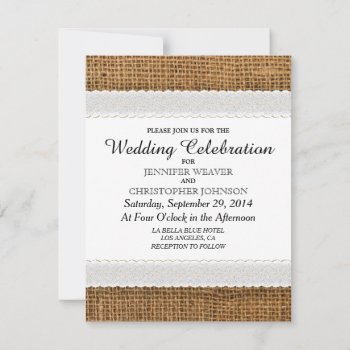 Jute And Lace Wedding Invitations by ChicPink at Zazzle