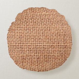 Jute bag sack beige color brown round pillow