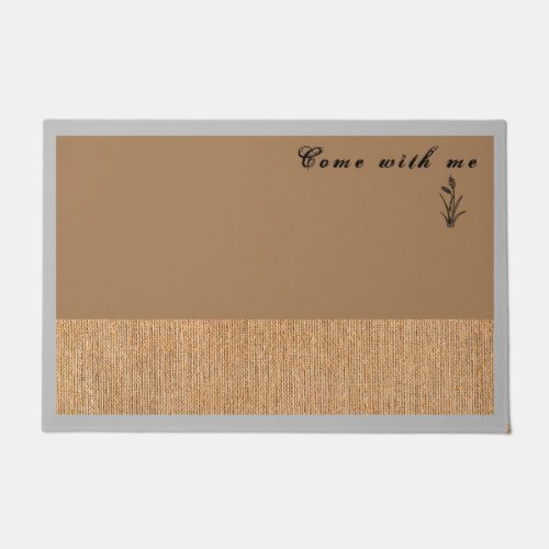 Jute fabric gray border ashes golden custom doormat