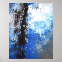 'Juvenile' Blue and Grey Abstract Art Poster