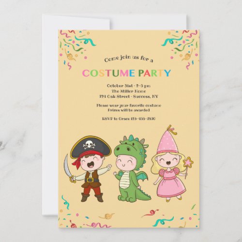 Juvenile Costume Party Invitations
