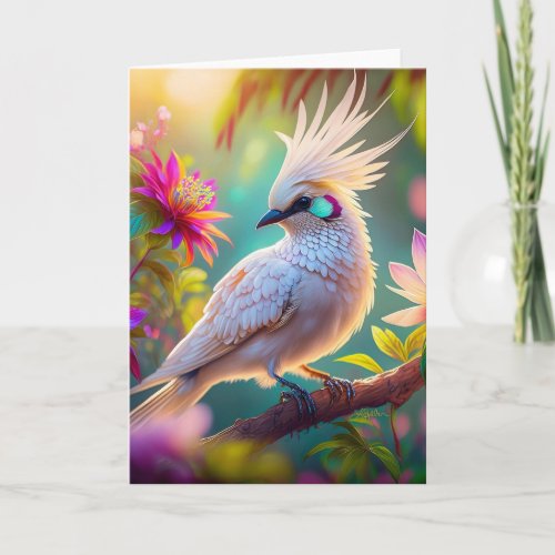 Juvenile Crested Blush Feather Dove Fantasy Bird Card