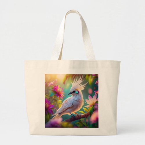 Juvenile Crested Blush Feather Dove Fantasy Bird Large Tote Bag