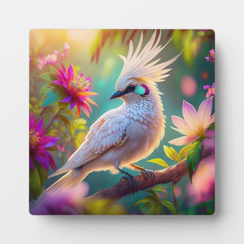 Juvenile Crested Blush Feather Dove Fantasy Bird Plaque