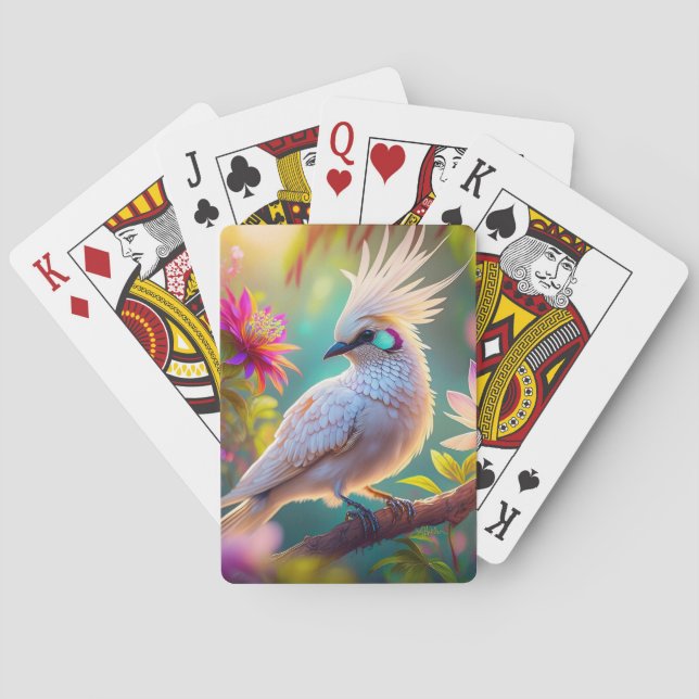 Juvenile Crested Blush Feather Dove Fantasy Bird Poker Cards (Back)