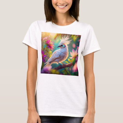 Juvenile Crested Blush Feather Dove Fantasy Bird T_Shirt