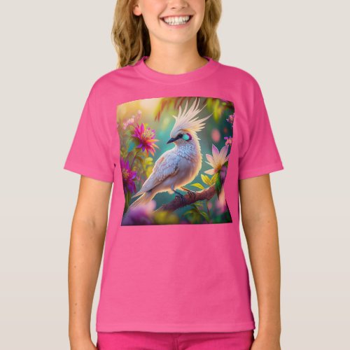 Juvenile Crested Blush Feather Dove Fantasy Bird T_Shirt