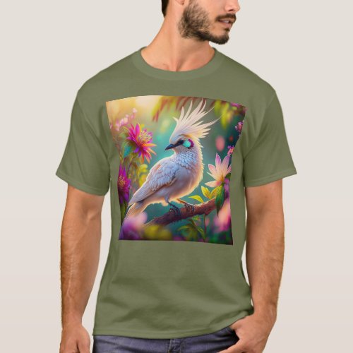 Juvenile Crested Blush Feather Dove Fantasy Bird T_Shirt