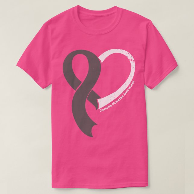 Juvenile Diabetes Awareness Hope Love Heart Ribbon T-Shirt (Design Front)