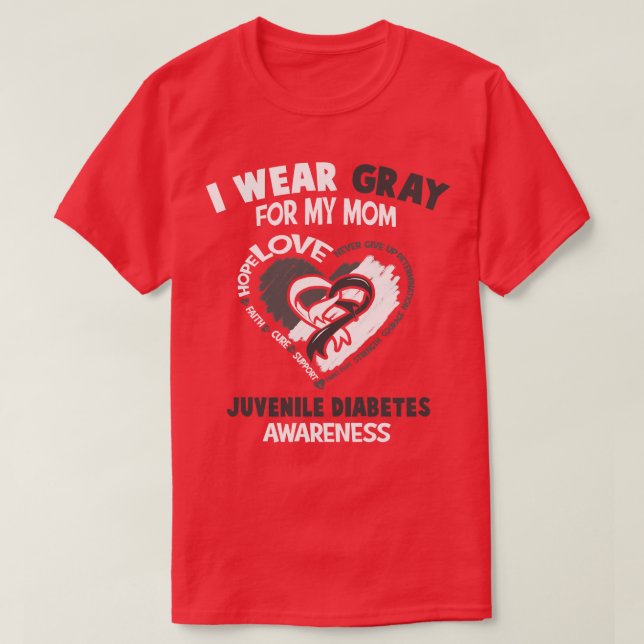 Juvenile Diabetes Awareness I Wear Gray For My Mom T-Shirt (Design Front)