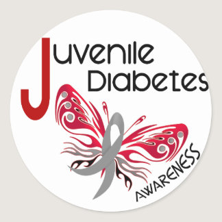 Juvenile Diabetes BUTTERFLY 3 Classic Round Sticker