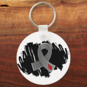 Juvenile Diabetes Grey Ribbon With Scribble Keychain (Front)