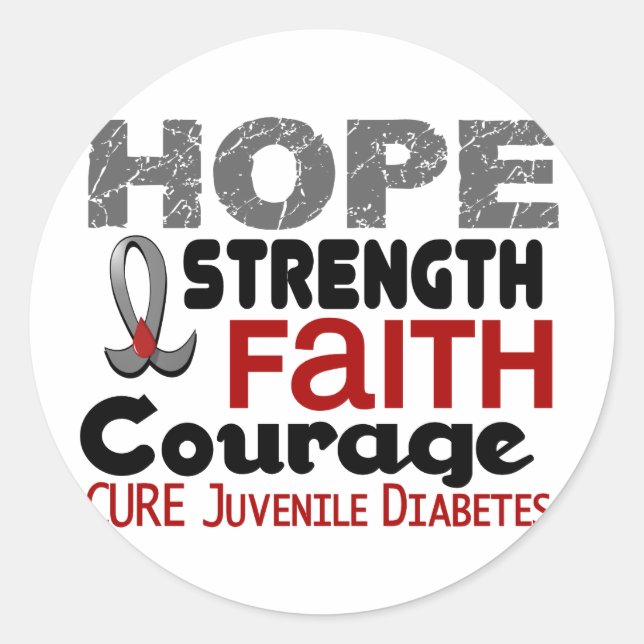 Juvenile Diabetes HOPE 3 Classic Round Sticker (Front)