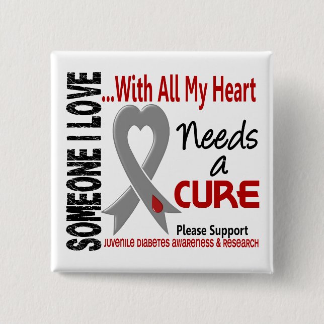 Juvenile Diabetes Needs A Cure 3 Button (Front)