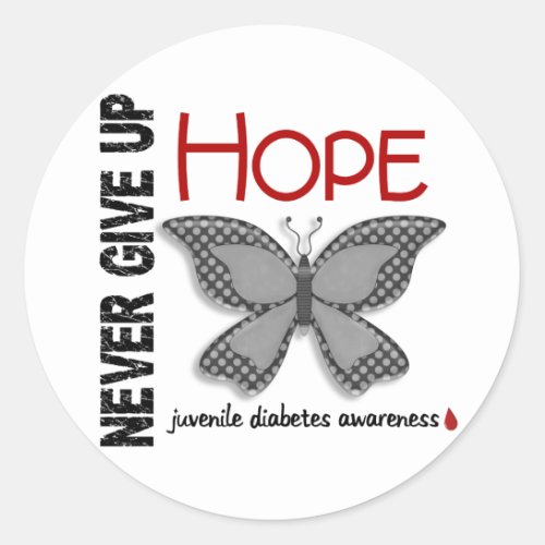 Juvenile Diabetes Never Give Up Hope Butterfly 41 Classic Round Sticker