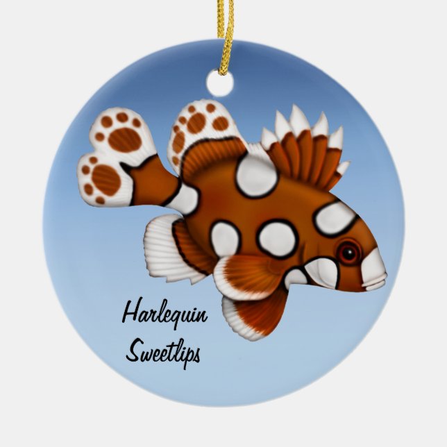 Juvenile Harlequin Sweetlips Reef Fish Ornament (Front)